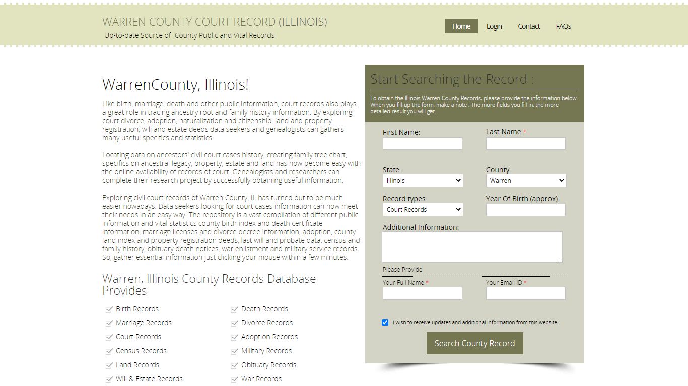 Warren County, Illinois Public Court Records Index